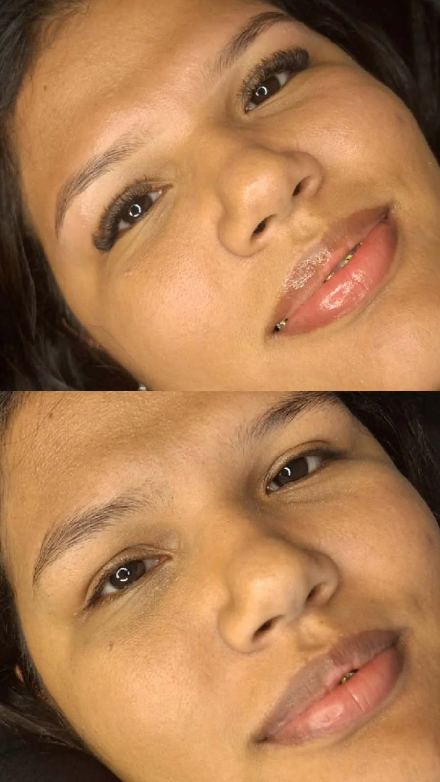 Antes e depois: cílios e sobrancelhas
